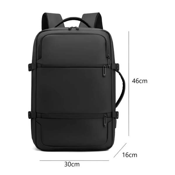 CarryQuest® - Toposhine Zakelijke Designer Rugzak - Ruime Opbergruimte + Ingebouwde Datakabel - Casual - Herenlaptoprugzak - Voor studenten - Zwart