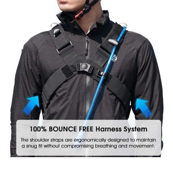 CarryQuest® - 10L Professionele Sportrugzak - Ultralichte Polyester Hiking Daypack met Bounce-Free Harness, Hydratatiesysteem, Reflecterend Ontwerp & Rugventilatie - 31x12x44 cm - Zwart