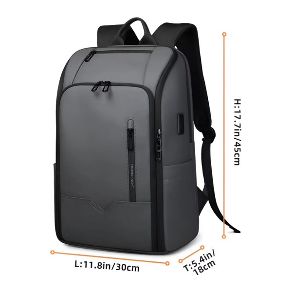 CarryQuest® - Reisdagrugzak - USB Duurzame Heren Rugzak - Werkaktentas - Grote Capaciteit + Waterbestendig + Slimme Opbergruimte - Grijs