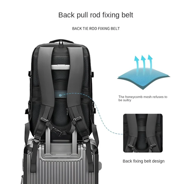 CarryQuest® - Reizen Wandelrugzak voor Mannen - 50L Capaciteit - Waterdicht Oxford-doek - Zwart