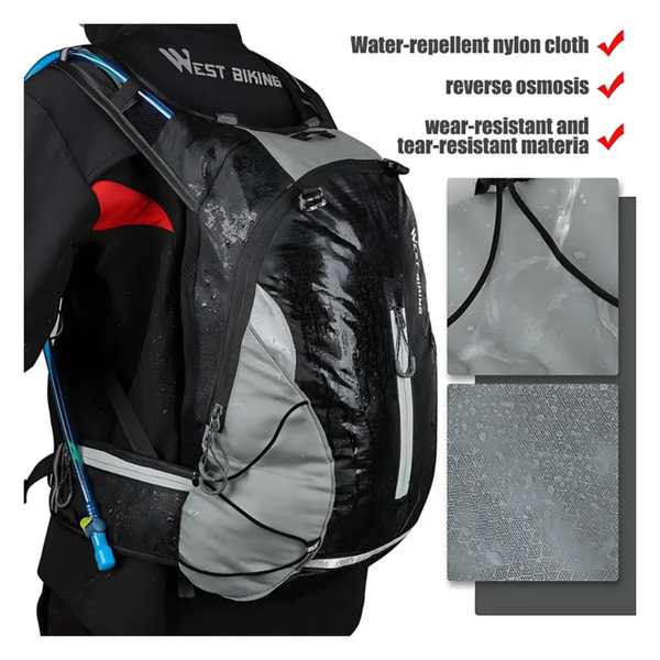 Fietsrugzak 16L lichtgewicht nylon met rugventilatie, reflecterend ontwerp, front-/toploader - 4 Kleuren