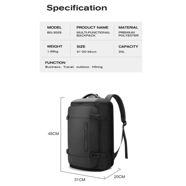 CarryQuest®-BANGE Handbagage Reisrugzak 46x31x20 cm - Cabin Bag / Cabin Rugzak - Reisrugzak Vliegtuig - 180° Kofferopening - Laptopcompartiment 17 inch - Waterafstotend - Slimme Organizer Vakken - Grote Inhoud - Weekendtas Rugzak - Travel Backpack voor…