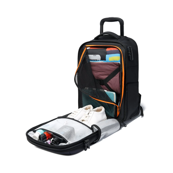 CarryQuest® - BANGE Rugzaktrolley 34L – Trolley Rugzak met Wielen - Laptopvak 15.6 inch - TSA Slot - Waterafstotend - Reistas - BG8150 - Zwart