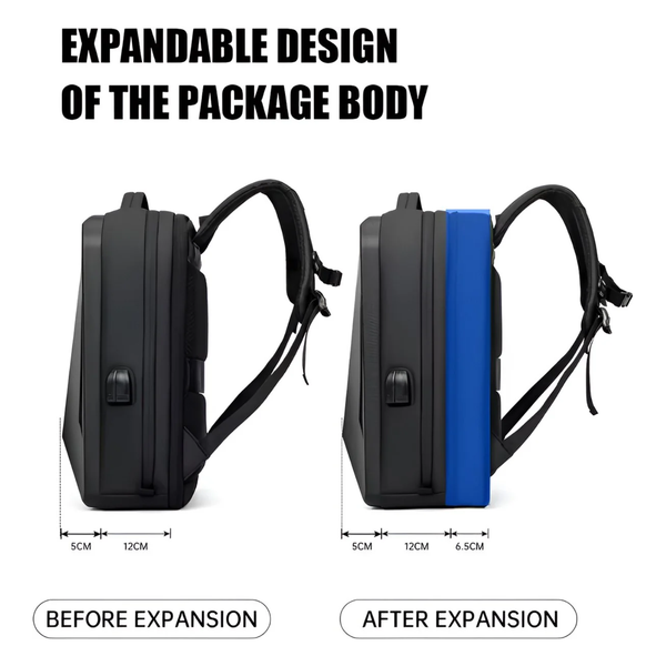 CarryQuest® - Rugzak Uitbreidbare Computertas - Zakenreis Bagagetas - 20-35L Capaciteit - Shell-Rugzak - Comfortabel Draagcomfort - Y3 Grijs