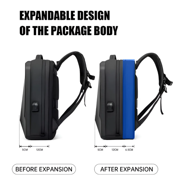 CarryQuest® - Rugzak Uitbreidbare Computertas - Zakenreis Bagagetas - 20-35L Capaciteit - Shell-Rugzak - Comfortabel Draagcomfort - Y2 Grijs