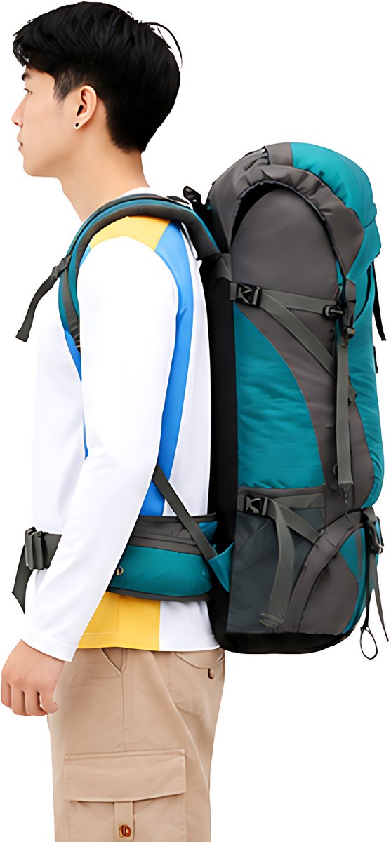 Reisrugzak 70L waterdichte nylon met regenhoes en rugventilatie - 5 Kleuren