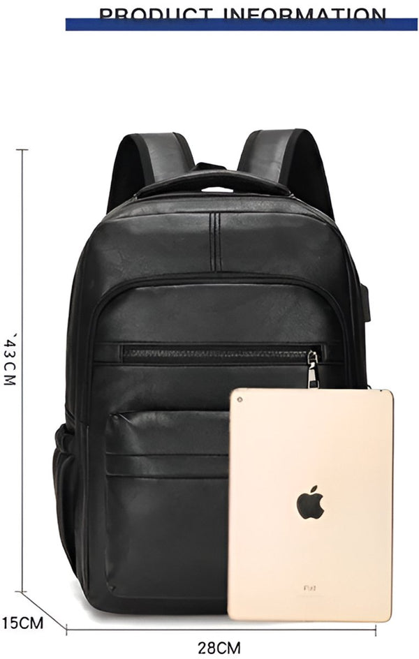 Laptop Rugzak USB Oplaadbaar PU Lederen 20-35L Capaciteit 15 inch - 3 Kleuren