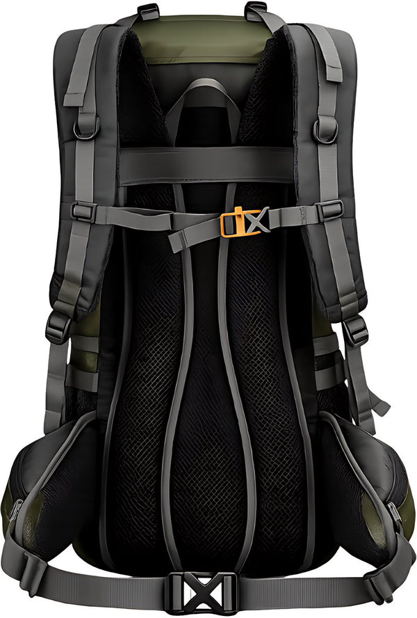 Trekkingrugzak 65L met regenhoes en schoenentas polyester met rugventilatie - 5 Kleuren