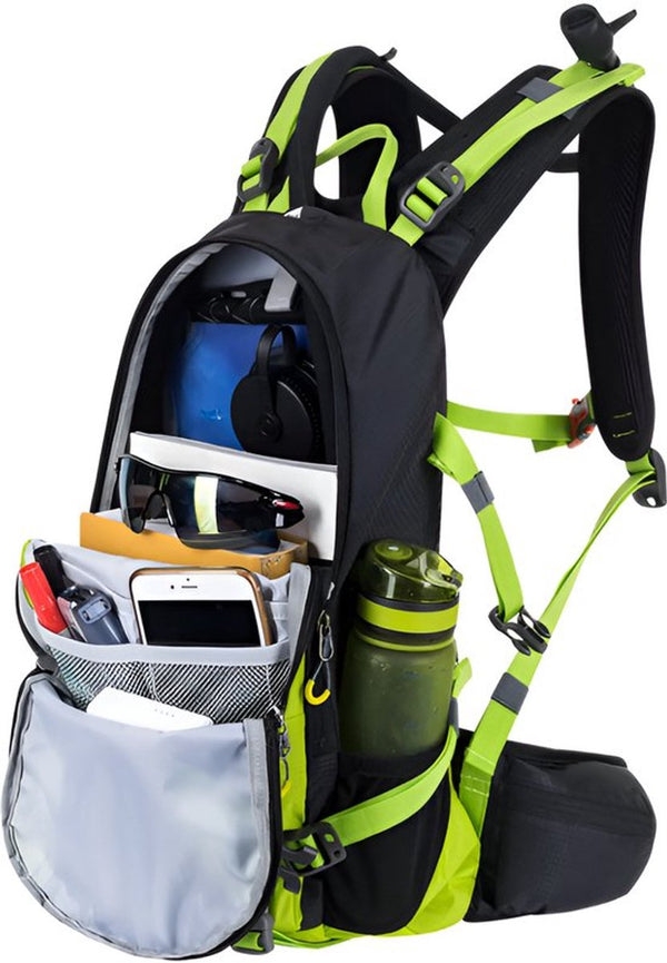 Fietsrugzak 20L met 2L waterzak, regenhoes, drinksysteem en rugventilatie - 4 Kleuren