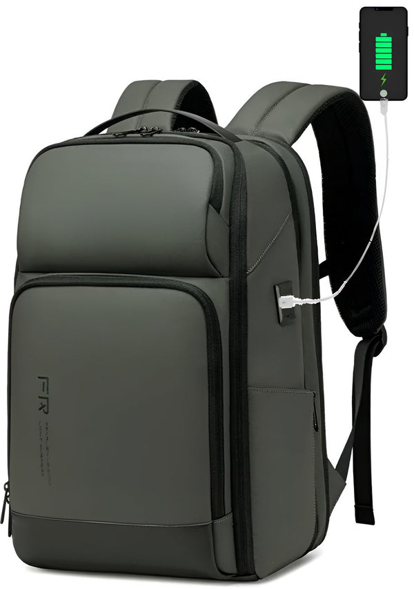 Laptoprugzak met powerbank USB oplaadfunctie spatwaterdicht 35L capaciteit - 3 Kleuren