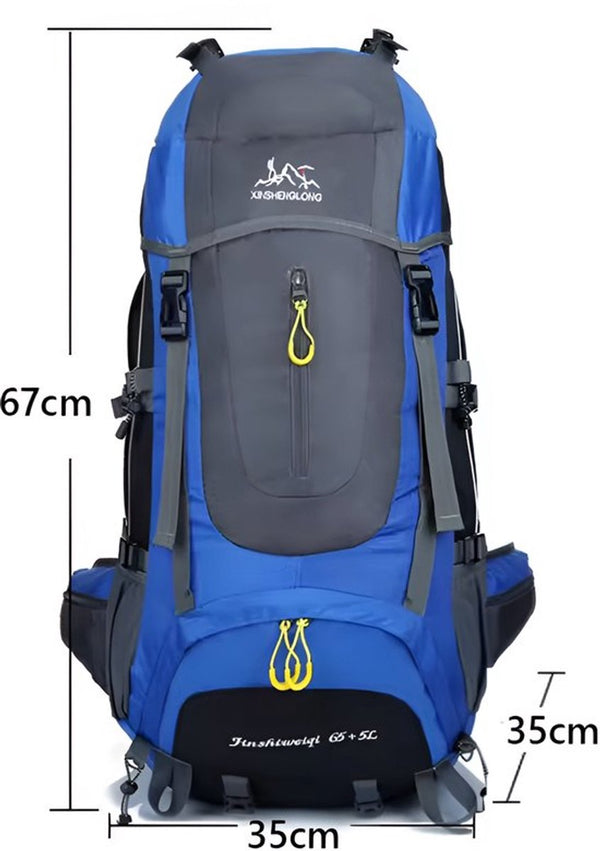 CarryQuest® 70L Camping Rugzak - Grote Hiking Backpack met Regenhoes, Rugventilatie, Front-/Toploader & Meerdere Vakken - 3 Kleuren