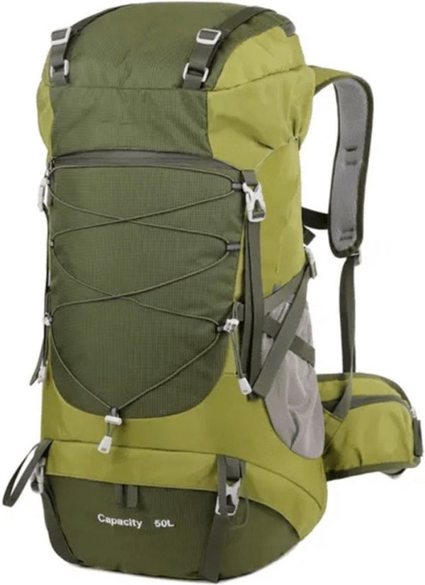 Wandelrugzak 50L waterdicht nylon met regenhoes en schoenenvak - 5 Kleuren
