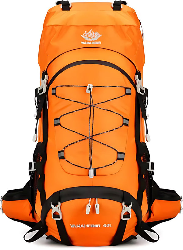 Wandelrugzak 60L nylon met drinksysteem en regenhoes - 5 Kleuren