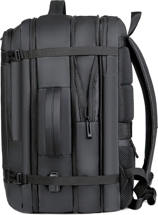 CarryQuest® - Multifunctionele Reis-/Weekendtas 45L USB-Opladen-32x46x22cm-15.4 inch laptop-Embossing-Interieurvak-Telefoonvak-Binnencompartiment-Computerlaag-Zachte handgreep - Zwart