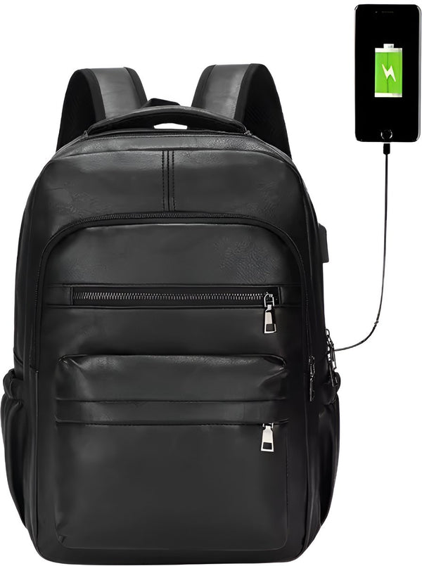 Laptop Rugzak USB Oplaadbaar PU Lederen 20-35L Capaciteit 15 inch - 3 Kleuren