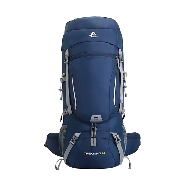 Wandelrugzak 60L nylon met regenhoes, schoenenvak en rugventilatie - 5 Kleuren