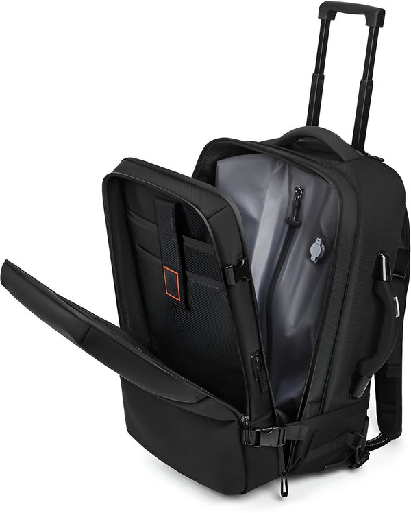 Vacuüm Handbagage Rugzak 65L compressiesysteem TSA-slot laptopvak 17.3 inch Zwart