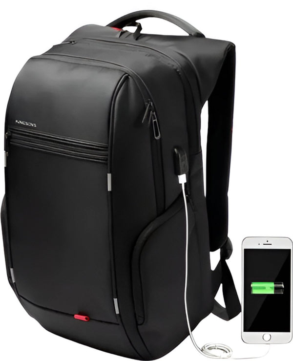 CarryQuest® - Kingsons Waterdichte Laptop Rugzak - USB Oplaadbaar + Anti-diefstal - 15.6-17.3 inch - Zwart
