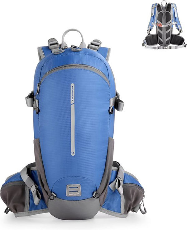 CarryQuest® -  12L Fietsrugzak + 2L Waterzak - Waterdichte Polyester MTB Rugzak met Drinksysteem - Rugventilatie - Reflecterend - 42x19x12 cm - Blauw