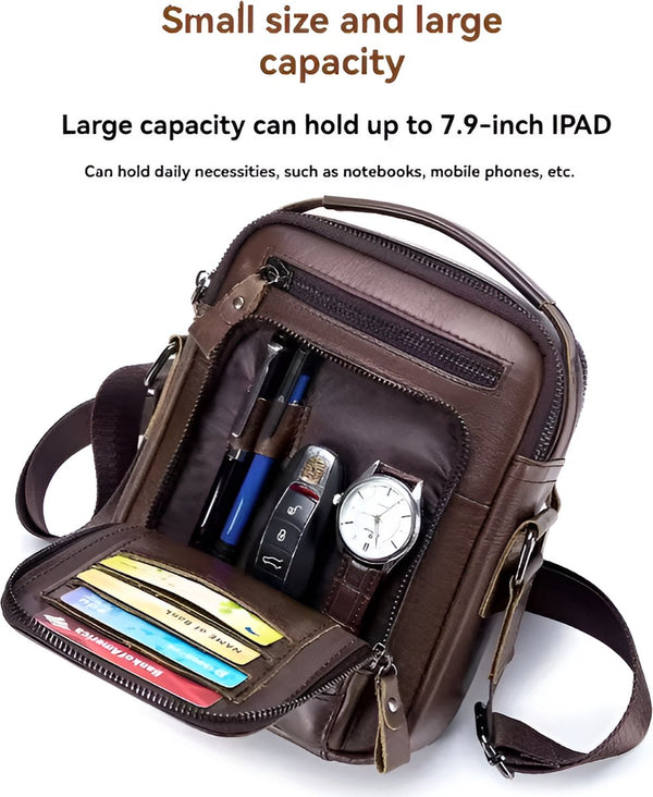 Reistas multifunctioneel compact echt leer met ritssluiting - 3 Kleuren