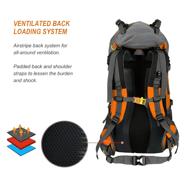 CarryQuest® - 50L Outdoor Rugzak - Nylon - Backpack Organizer - Wandelrugzak - Oranje