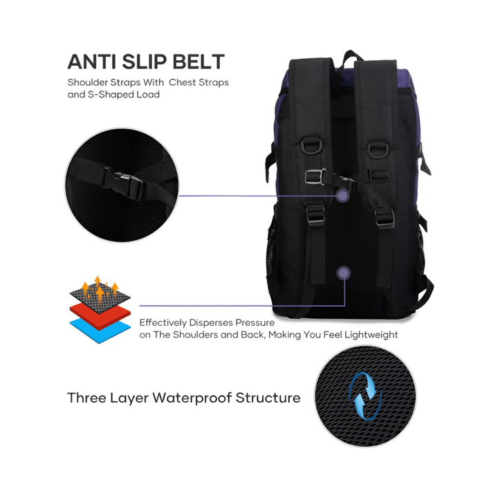 CarryQuest® - 50L Wander-Reiserucksack - Wasserdicht - Leicht - Laptop  15,6
