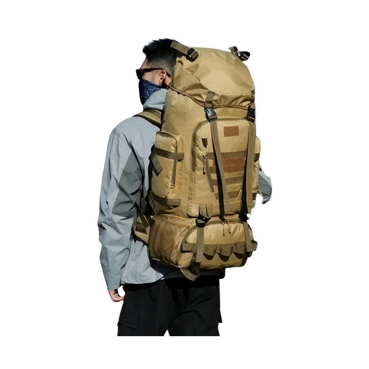 wanderrucksack 90l CarryQuest® - Titan - Wasserdicht - Wandern - Herren - Damen Einkaufsgutschein 10€ Stuttgart this backpack provides everything Wohnwagen/Wohnmobil/Van Farbe:grau/blau
