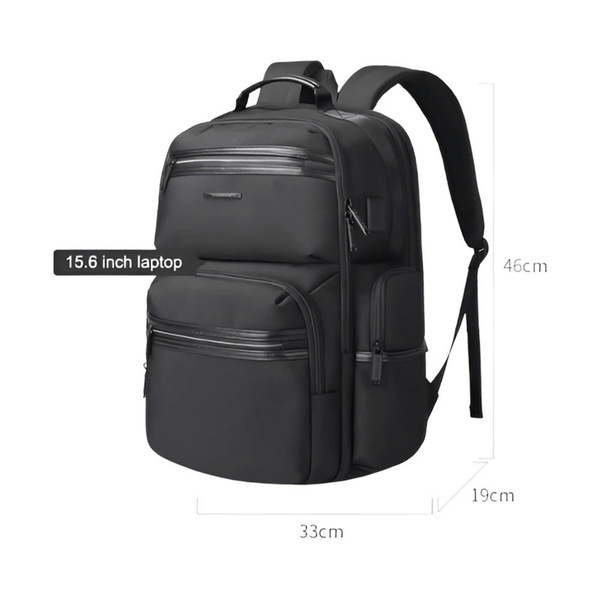 CarryQuest® - Anti - diefstal Laptop Rugzak 15,6" - Waterdicht + USB Oplaadpoort - Schooltassen - Zwart