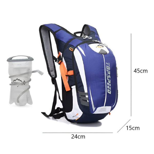 CarryQuest® - Hydratatie Rugzak voor Fietsen - 18L Volume + 2L Waterzak - Waterdicht Nylon - Wandelrugzak - Blauw