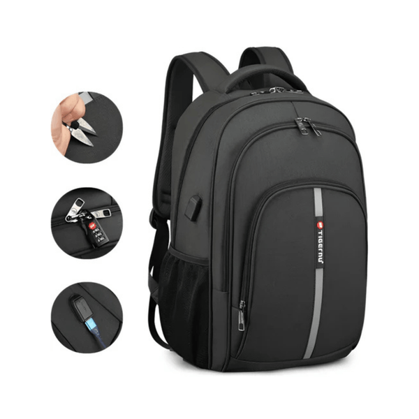 CarryQuest® - Laptop Rugzak 15.6" - Grote Capaciteit + Waterdicht + USB - Zwart