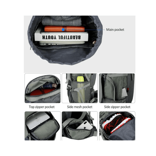 CarryQuest® - wandelrugzak - 75L Camping - Hiking Rugzak – Waterbestendig - Lichtgewicht - Paars